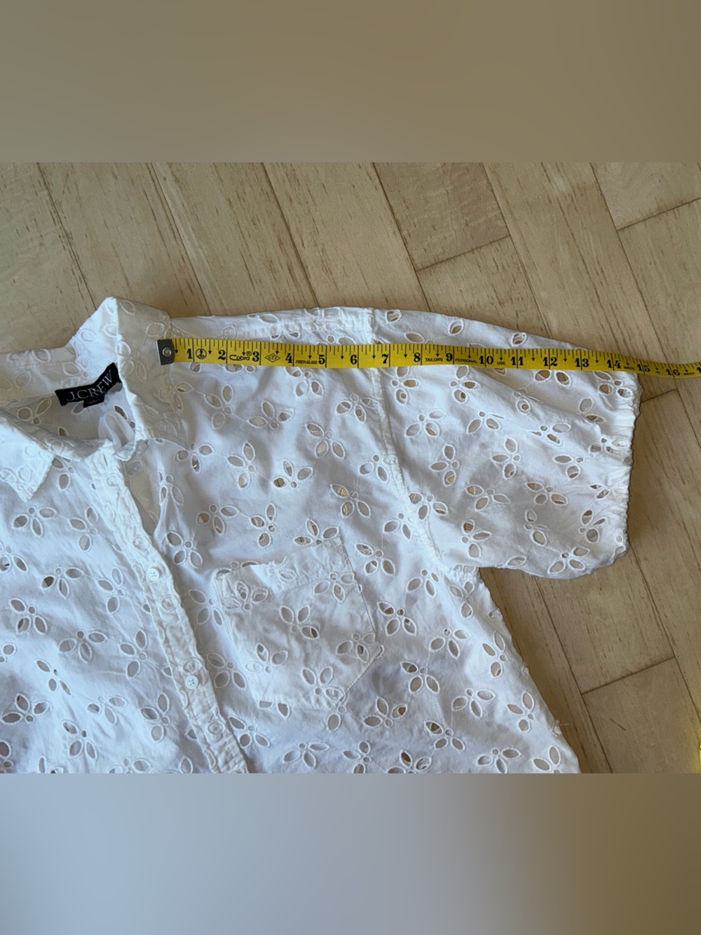 J. Crew Spring Garden Button Up Collar Top Eyelet White Puff Sleeves Size 4 NWOT - Picture 12 of 16